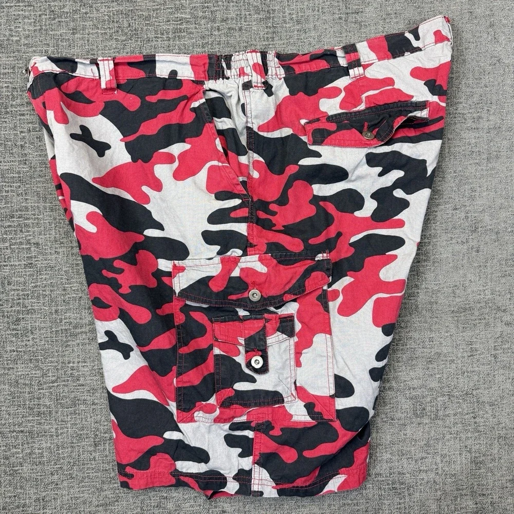 King‎ Size Cargo Shorts Mens 48 Big Red Camo Military Utility Elastic Waist